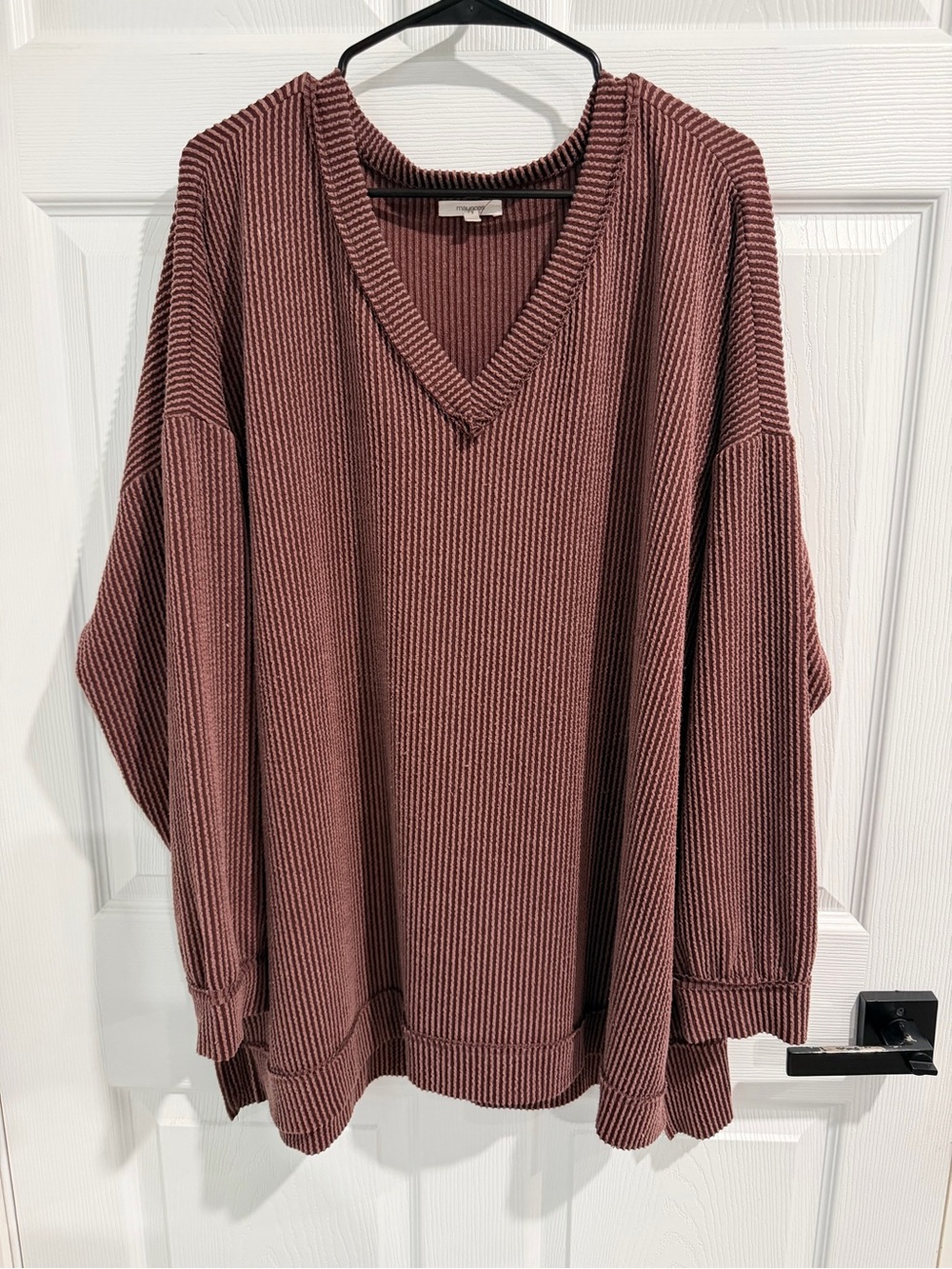 Maurices Ribbed V-Neck Sweater in Mauve